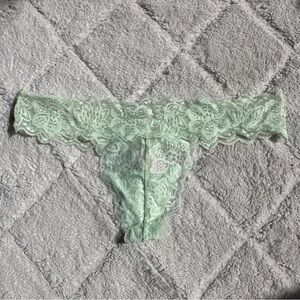 Victoria's Secret PINK | Mint Allover Floral Lace Thong Panties | Size Small